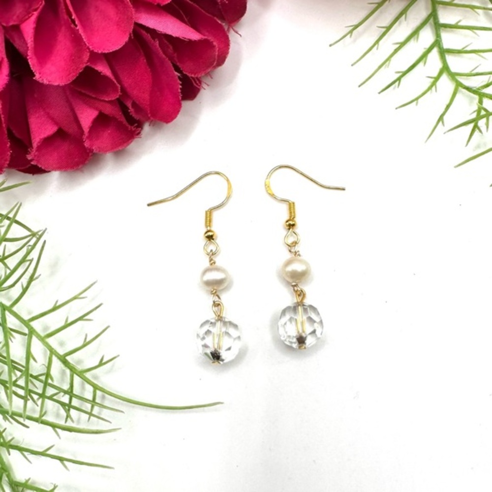 NEW⚜️Freshwater Pearl & Crystal Beaded Earrings